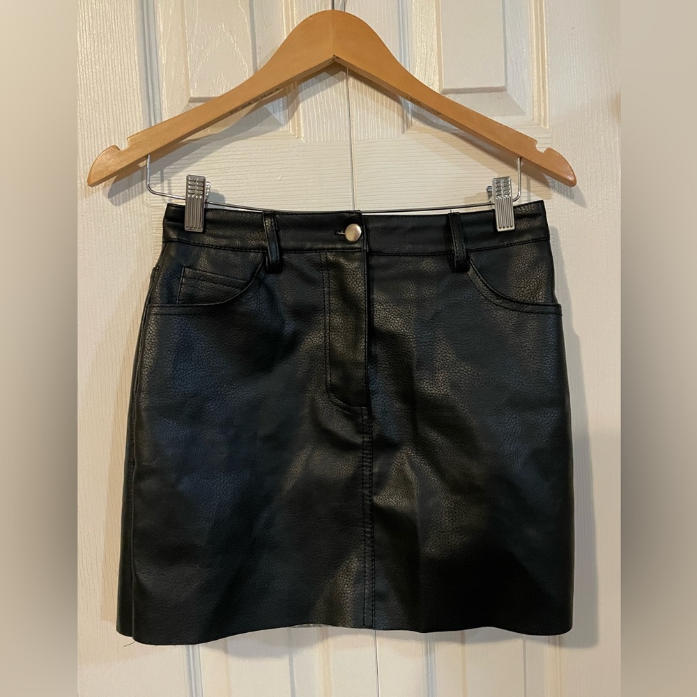 Black Faux Leather Skirt